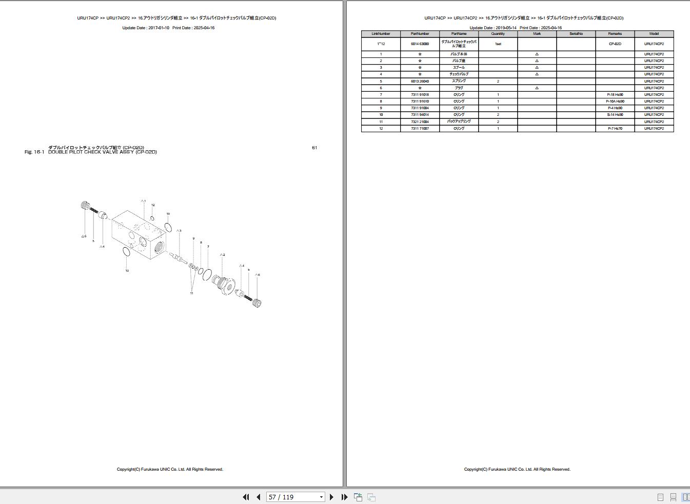 Furukawa Unic Crane URU174CP2 Parts Catalog PCURU174CP2201601A EN JP (2)