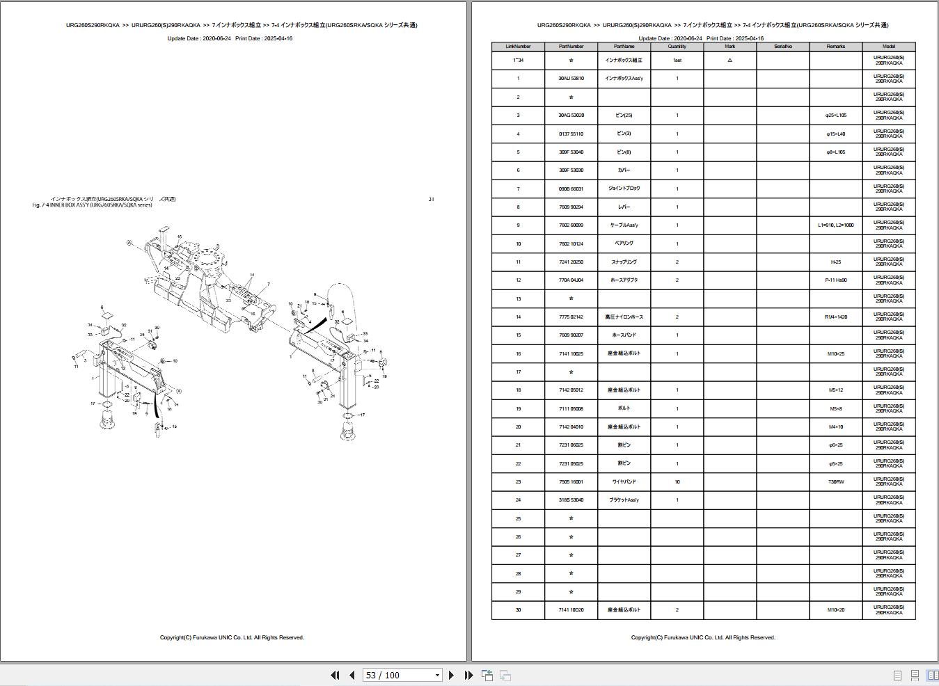 Furukawa Unic Crane URURG260(S)290 RKA QKA SERIES Parts Catalog EN JP (2)