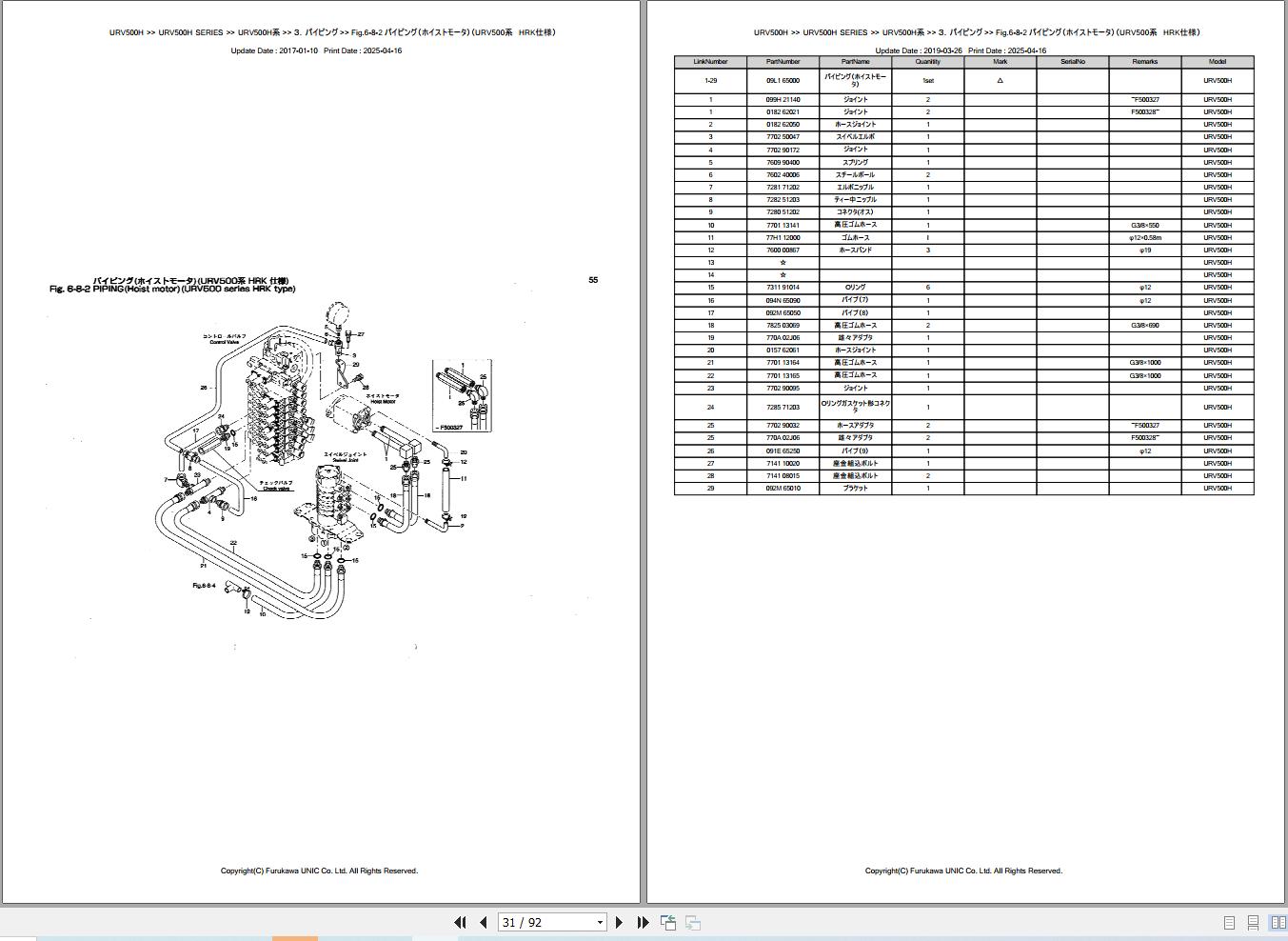 Furukawa Unic Crane URV500H SERIES Parts Catalog PCURV500H200102A EN JP (2)