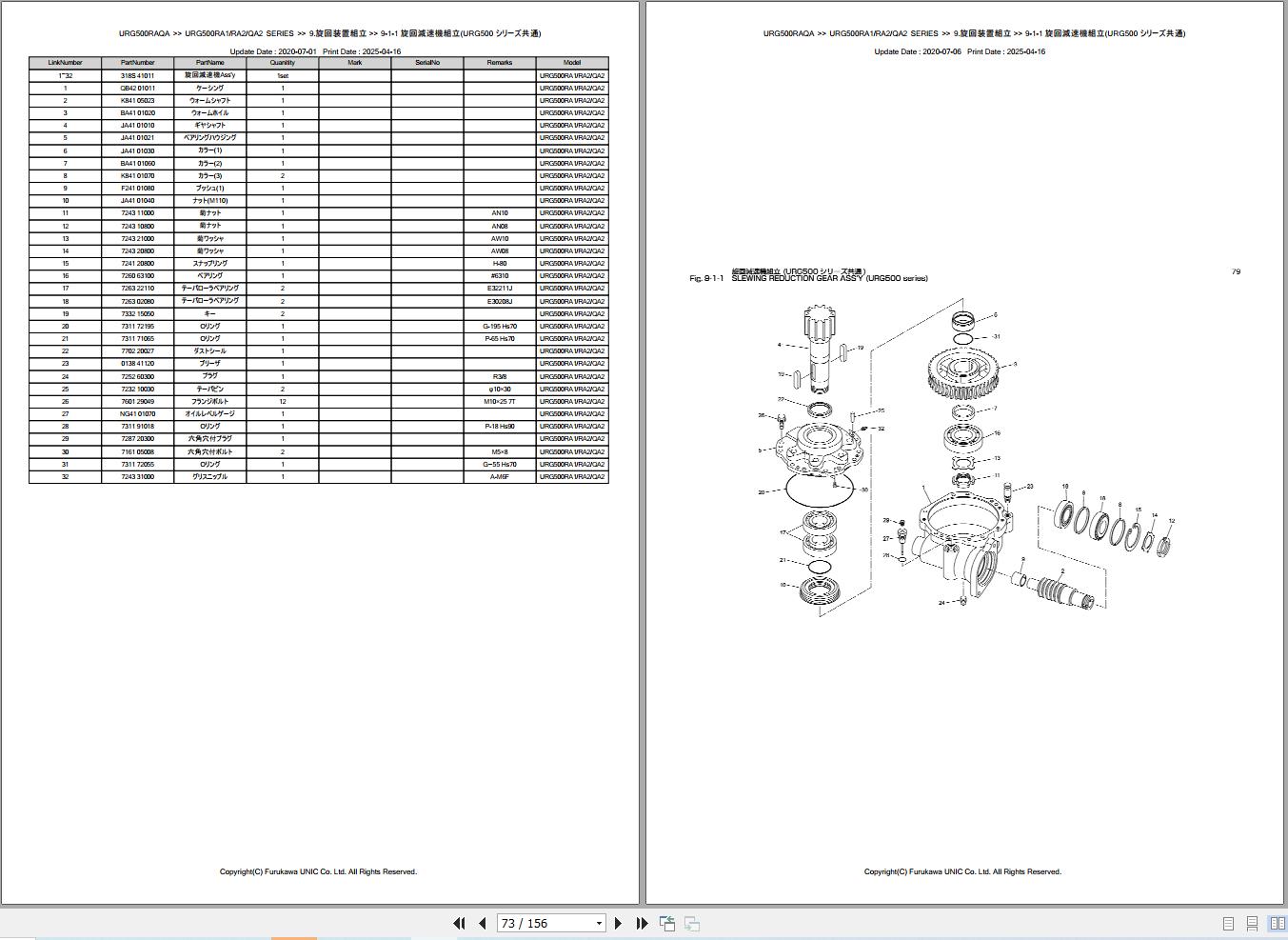 Furukawa Unic URG500RA1 RA2 QA2 SERIES Parts Catalog PCURG500RA202004A EN JP (2)