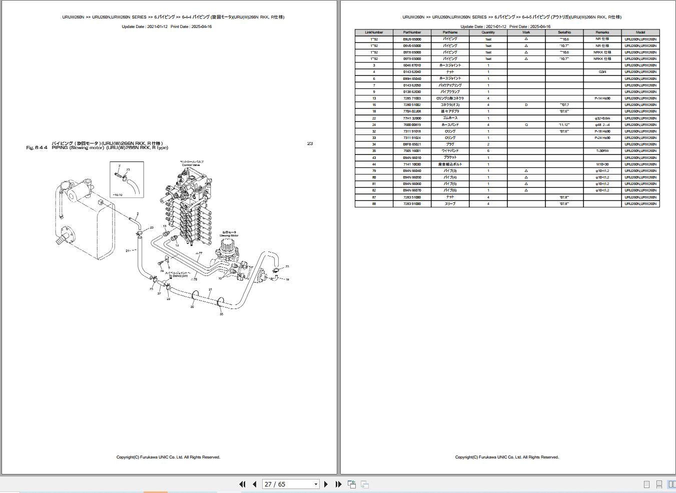 Furukawa Unic URU260N URW260N SERIES Parts Catalog PCURU260NURW260N201812A EN JP (2)