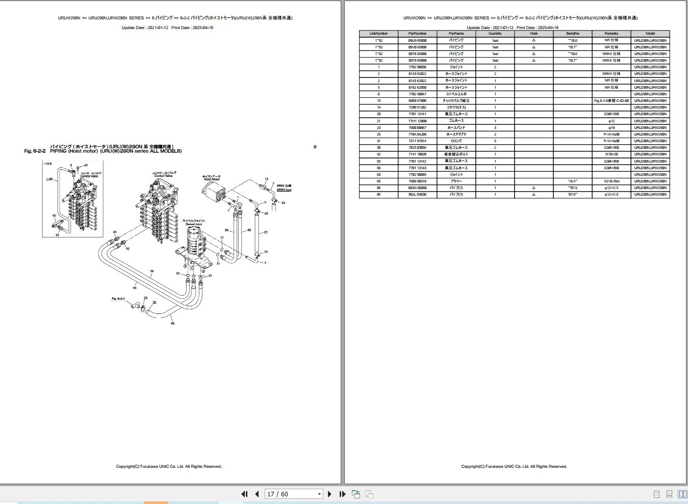 Furukawa Unic URU290N URW290N SERIES Parts Catalog PCURU290NURW290N201811A EN JP (2)