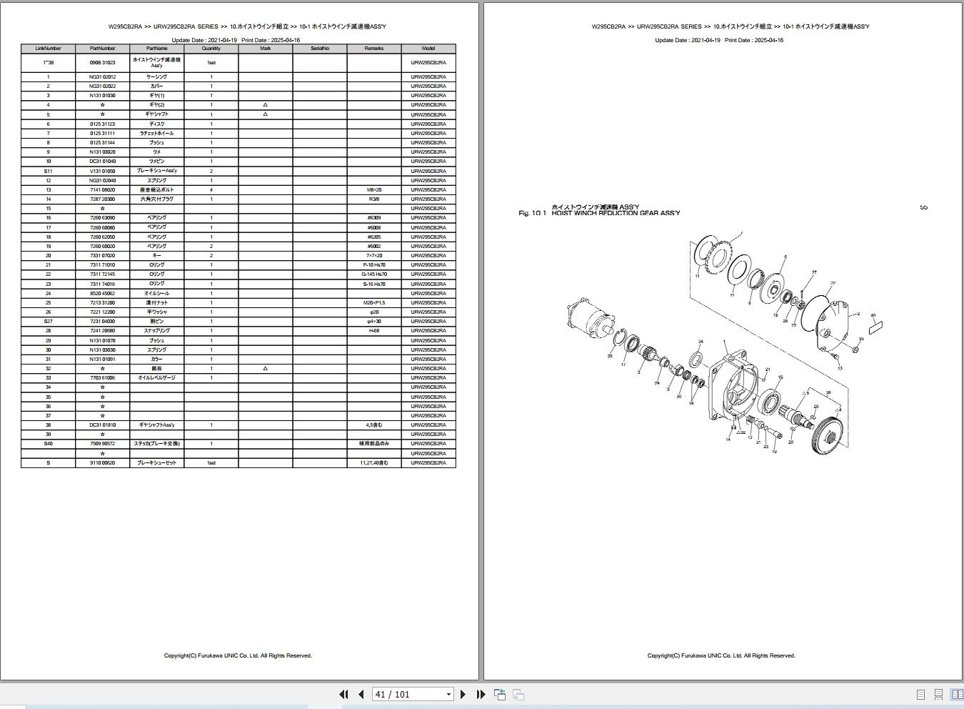 Furukawa Unic URW295CB2RA SERIES Parts Catalog PCURW295CB2RA202007A EN JP (2)