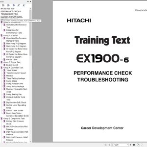 Hitachi Excavator EX1900 6 Performance Check & Troubleshooting Manual TTLA 0767 EX 1