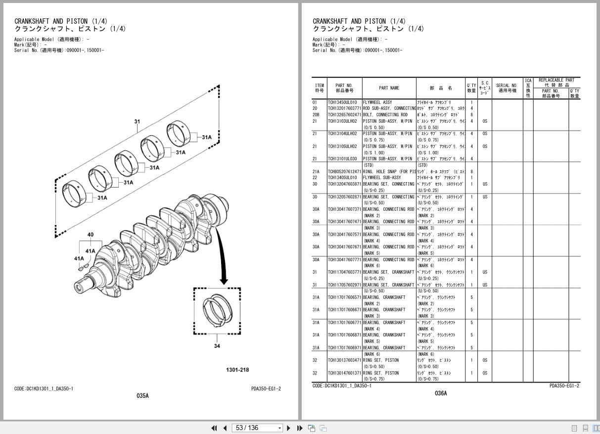Hitachi Hydraulic Excavator ZX120 7 ZX135US 7 Engine Parts Catalog PDA350 EG1 2 JP EN (2)
