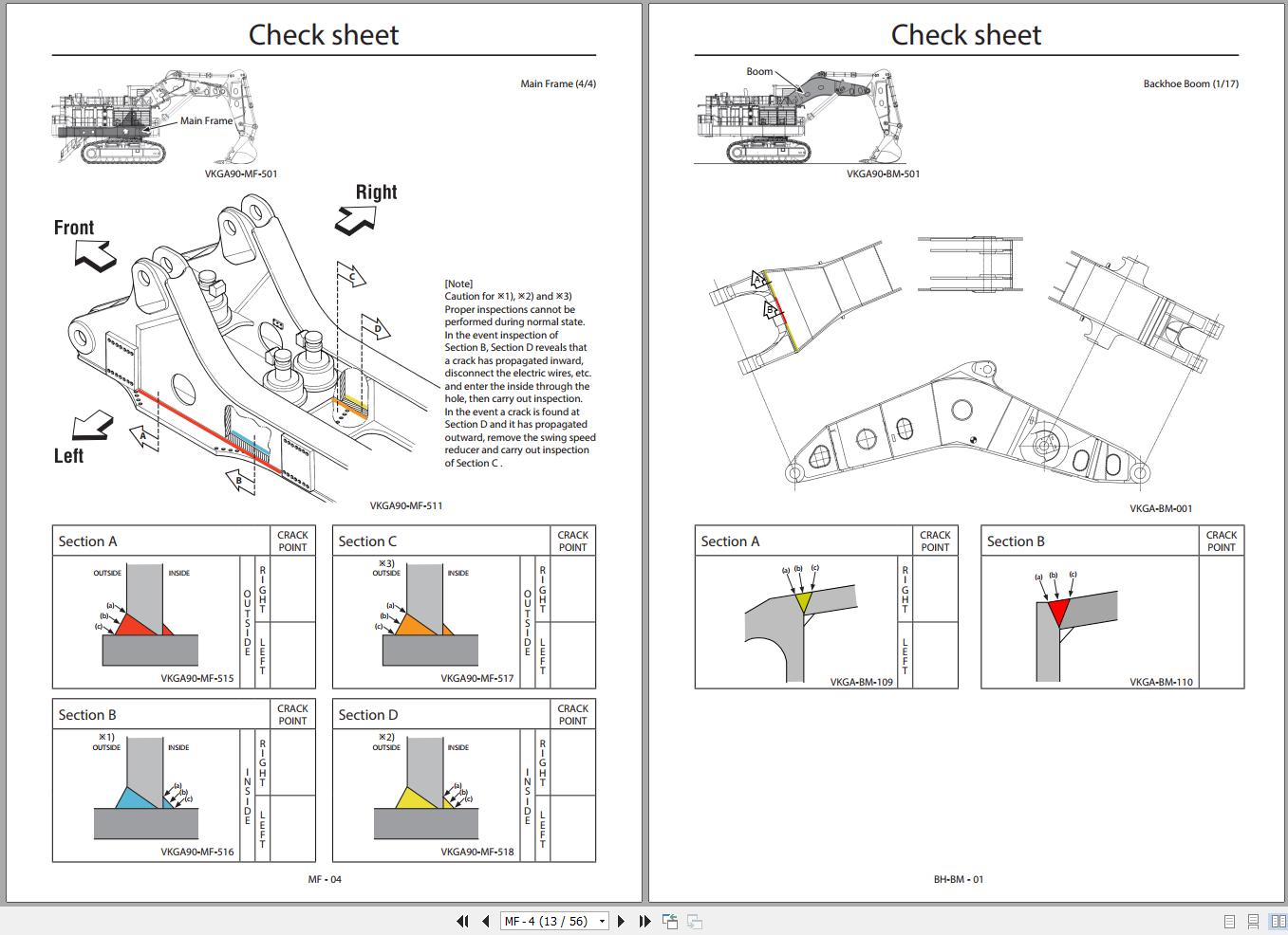 Hitachi Mining Excavator EX5600 7P Cummins FCO Visual Inspection Check Sheets 2