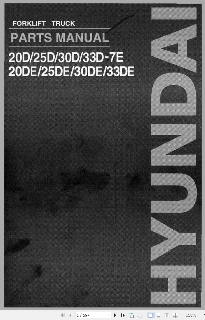 Huyndai Fork Lift Diesel 20D 7E To 33DE 7E Parts Manual EN KR (1)