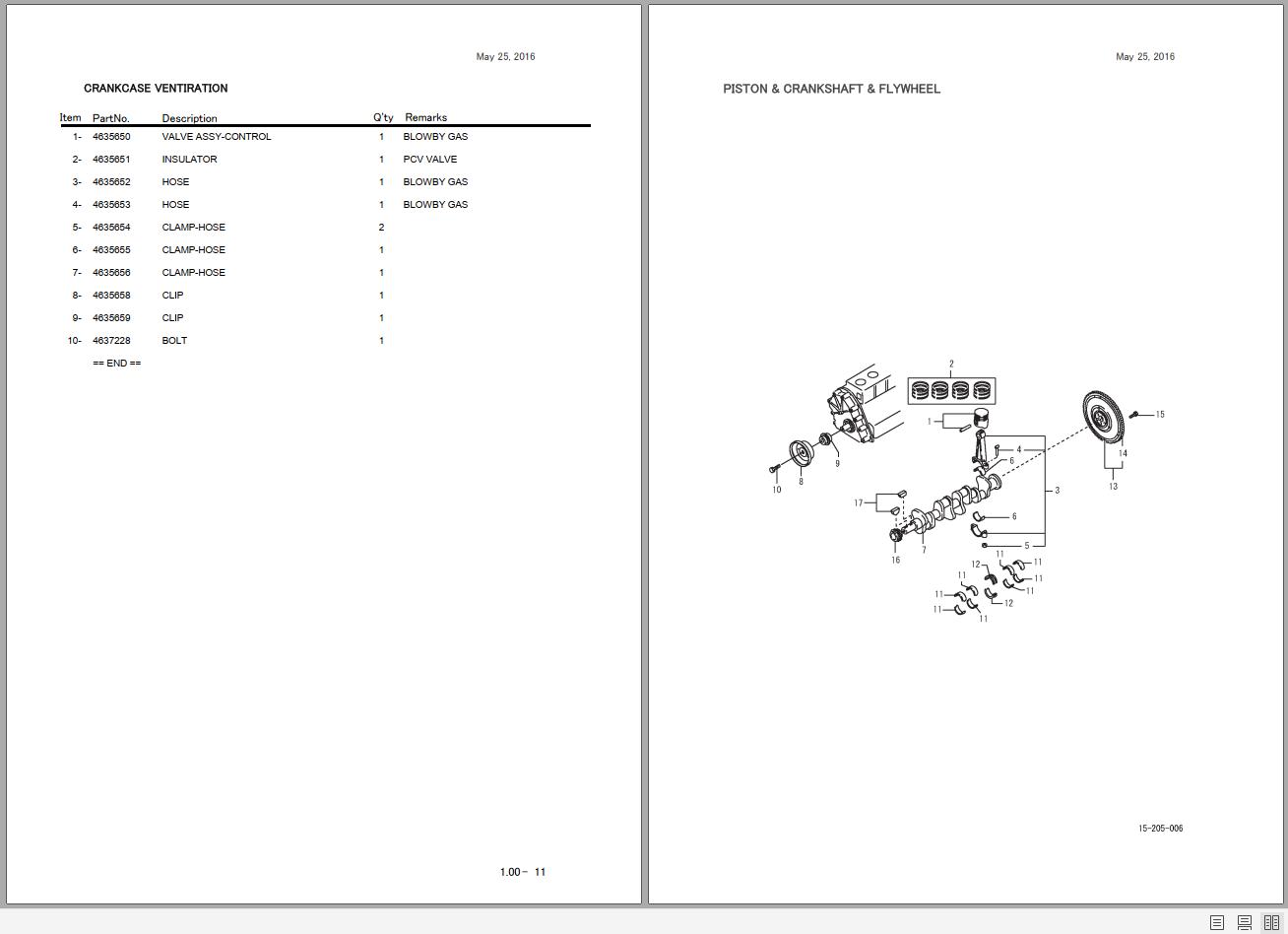 Hyster Forklift H1.5 3.5TX H1.5 3.5XT D475 D466 Engine Parts Manual 4140282 (2)