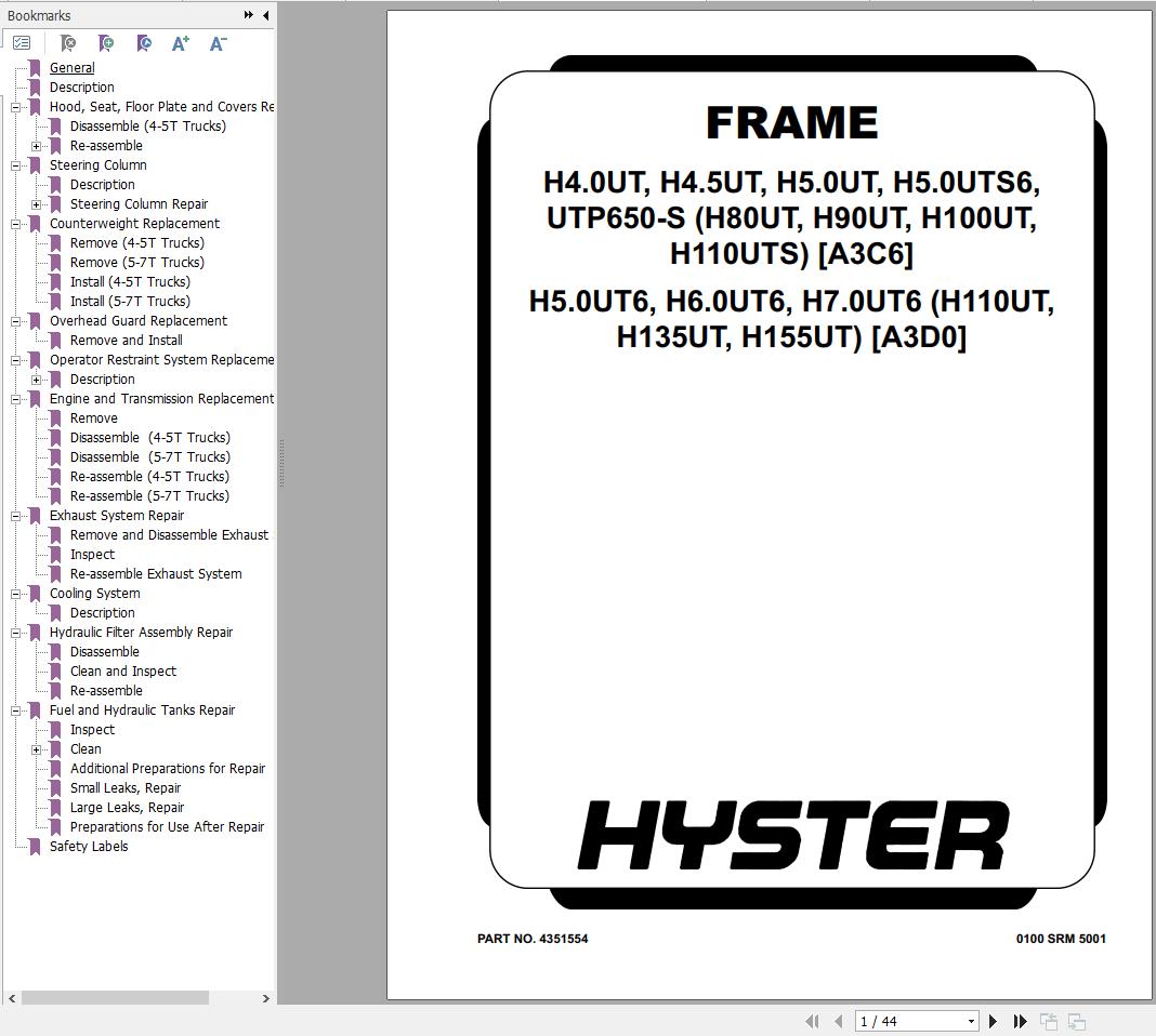 Hyster Forklift H80UT H90UT H100UT H110UTS (A3C6) Service Manual 2024 (2)