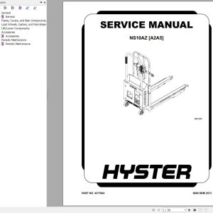 Hyster Forklift NS10AZ (A2A5) Service Manual 4377604 2024 (1)