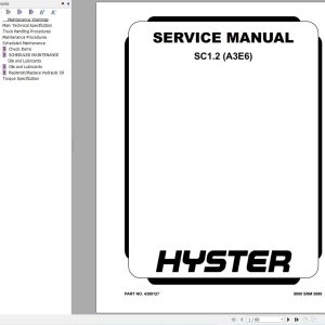 Hyster Forklift SC1.2 (A3E6) Service Manual 4399127 2025 (1)