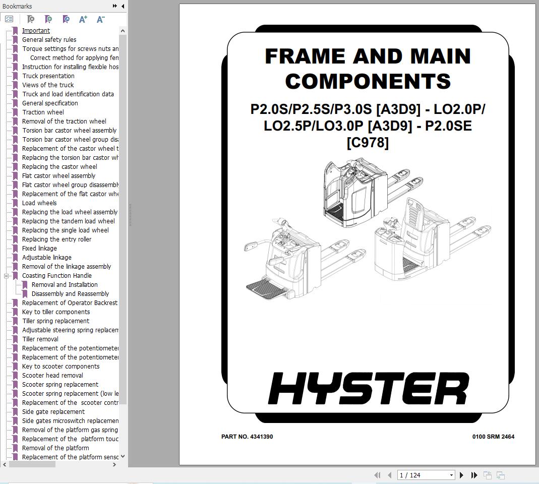 Hyster P2.0S P2.5S P3.0S LO2.0P LO2.5P LO3.0P (A3D9) Service Manual 2024 (2)