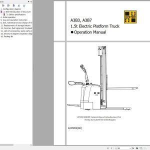 Hyster S1.5 UTS (A3B3) SS1.5R UT (A3B7) Operation Maintenance Manual 4245859 (1)