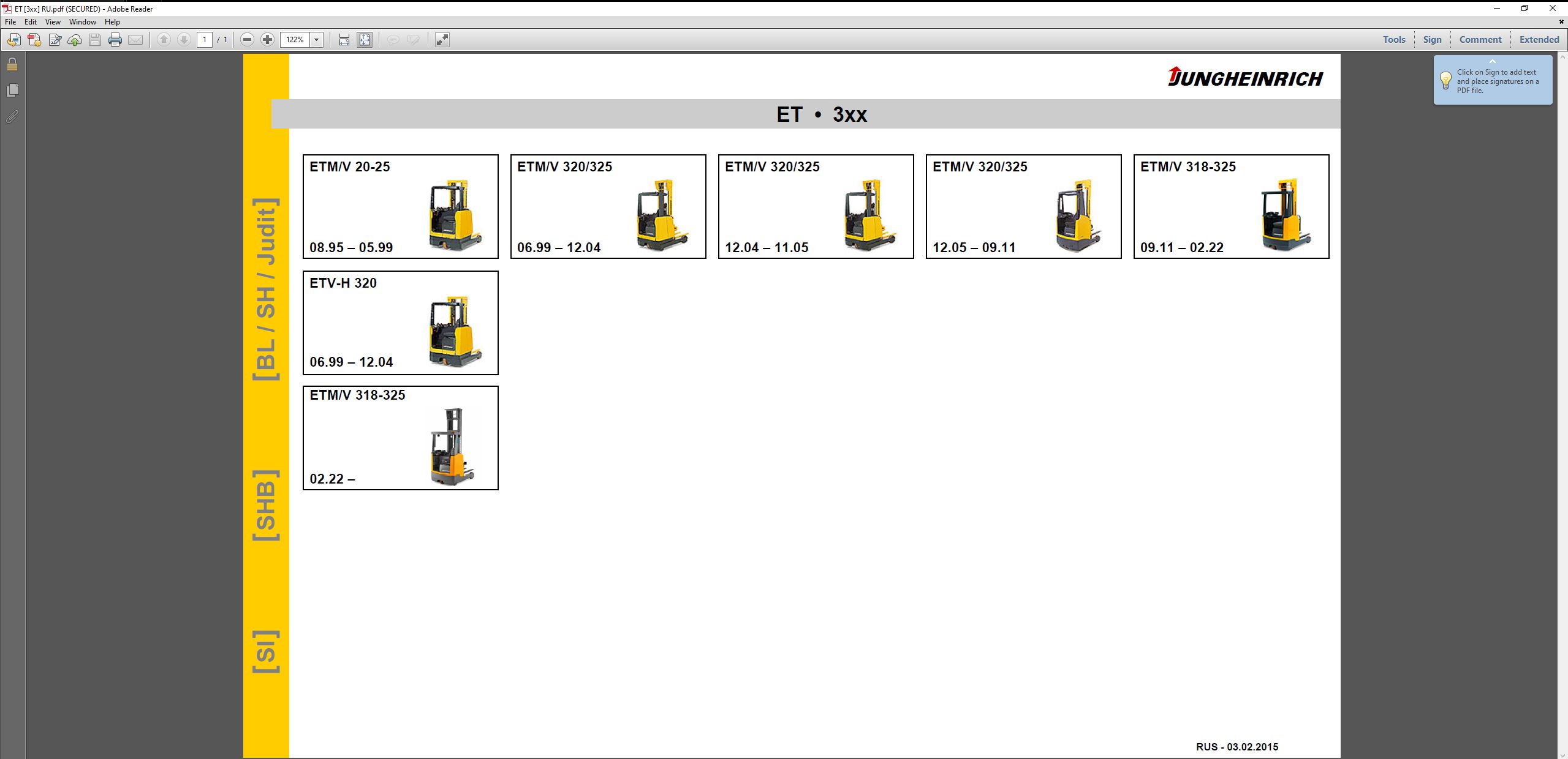JUNGHEINRICH JETI ForkLift SH v4.37.16 RU16 06.2025 Service Information 2