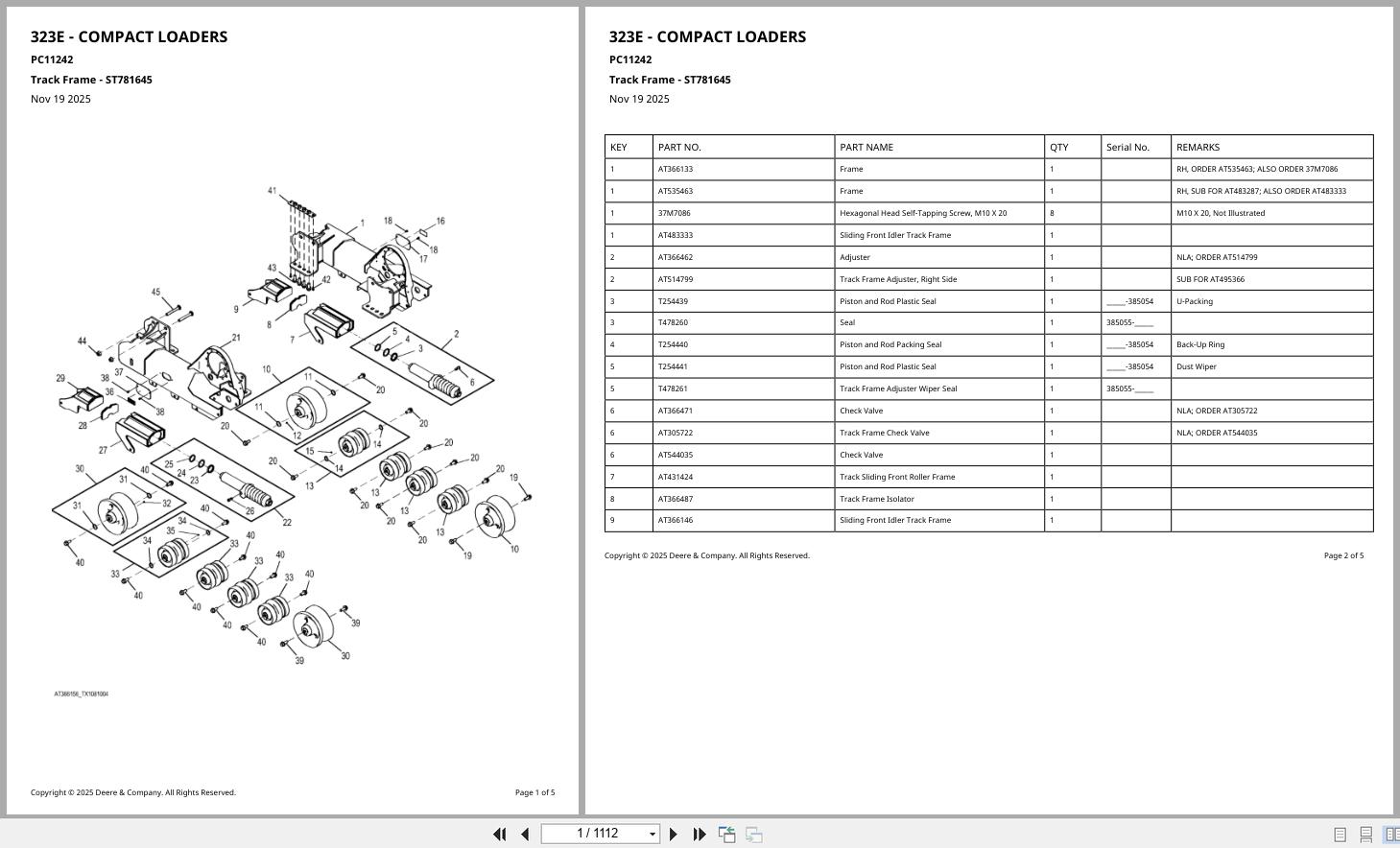 John Deere Compact Track Loader 323E Parts Catalog PC11242 (1)