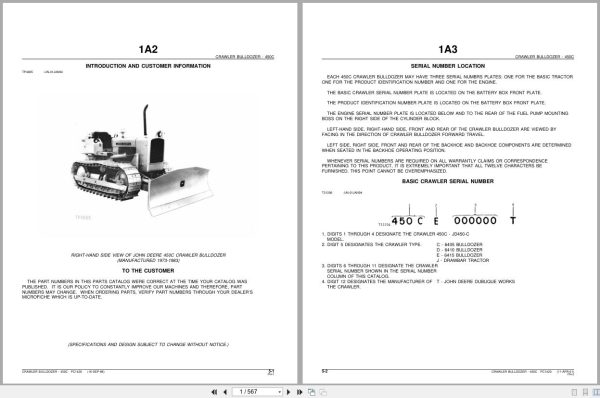 John Deere Crawler Bulldozer 450C Parts Catalog PC1420 (1)