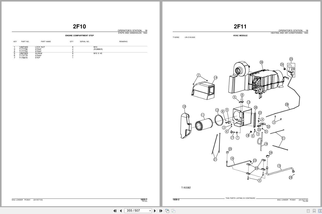 John Deere Loader 644J Parts Catalog PC9341 2004 (3)