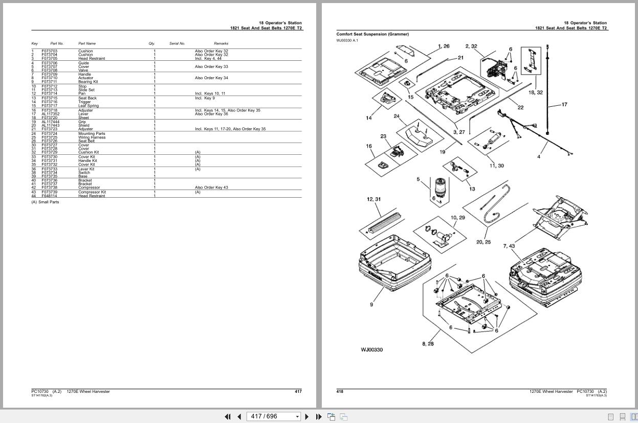 John Deere Wheel Harvester 1270E Parts Catalog PC10730 2011 (3)