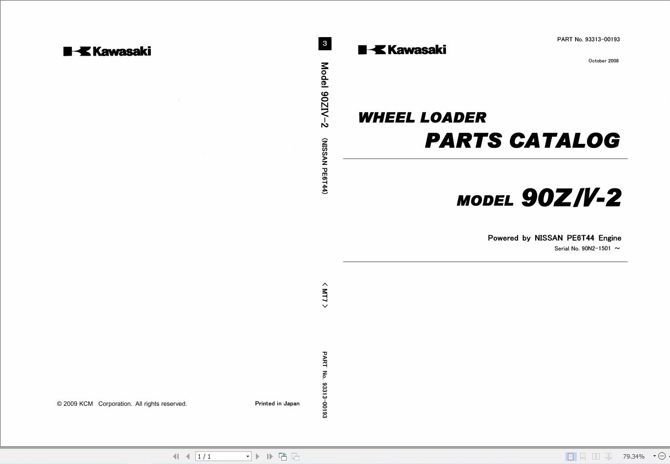 Kawasaki Wheel Loader 90ZV 2 Parts Catalog 93313 00193 (1)