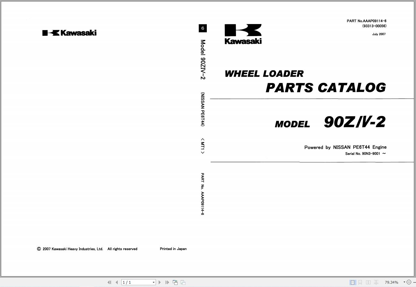Kawasaki Wheel Loader 90ZV 2 Parts Catalog AAAP09114 6 (1)