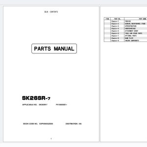 Kobelco Excavator SK26SR 7 Parts Manual S3PV00052ZE05 (1)