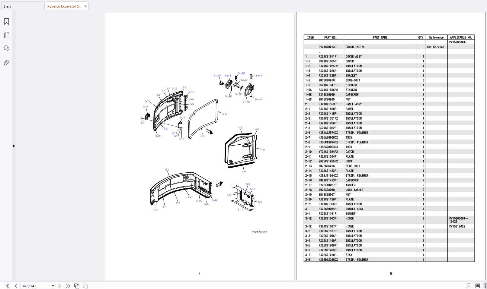Kobelco Excavator SK26SR 7 Parts Manual S3PV00052ZE05 (3)