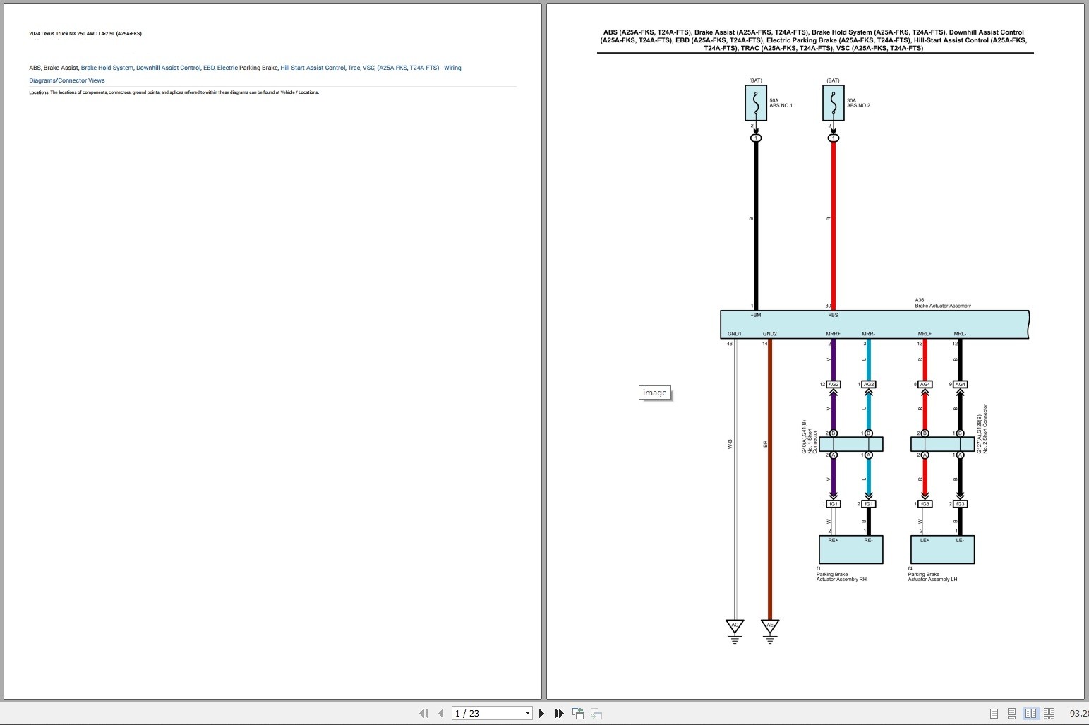 Lexus NX 250 2024 AWD L4 2.5L (A25A FKS) Electrical Schematic (1)