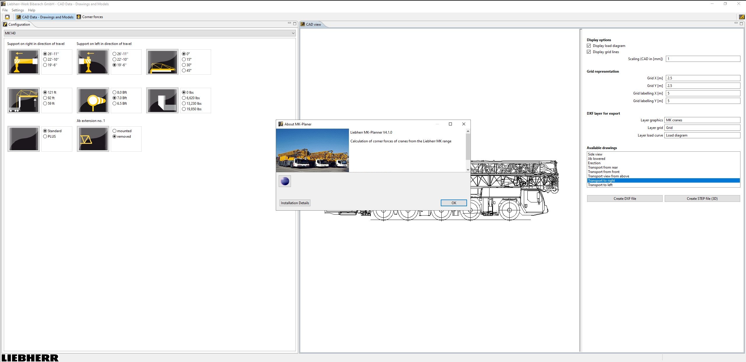 Liebherr MK Planner V4.1.0 08.2024 Only Application Calculation of Corner 2