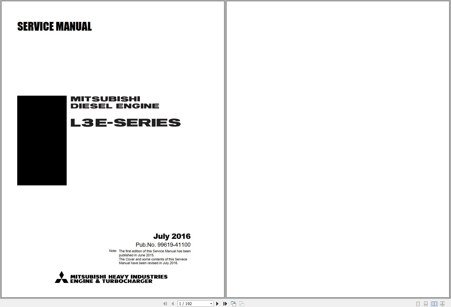Mitsubishi Engine L3E Series Service Manual 99619 41100 2016 (1)
