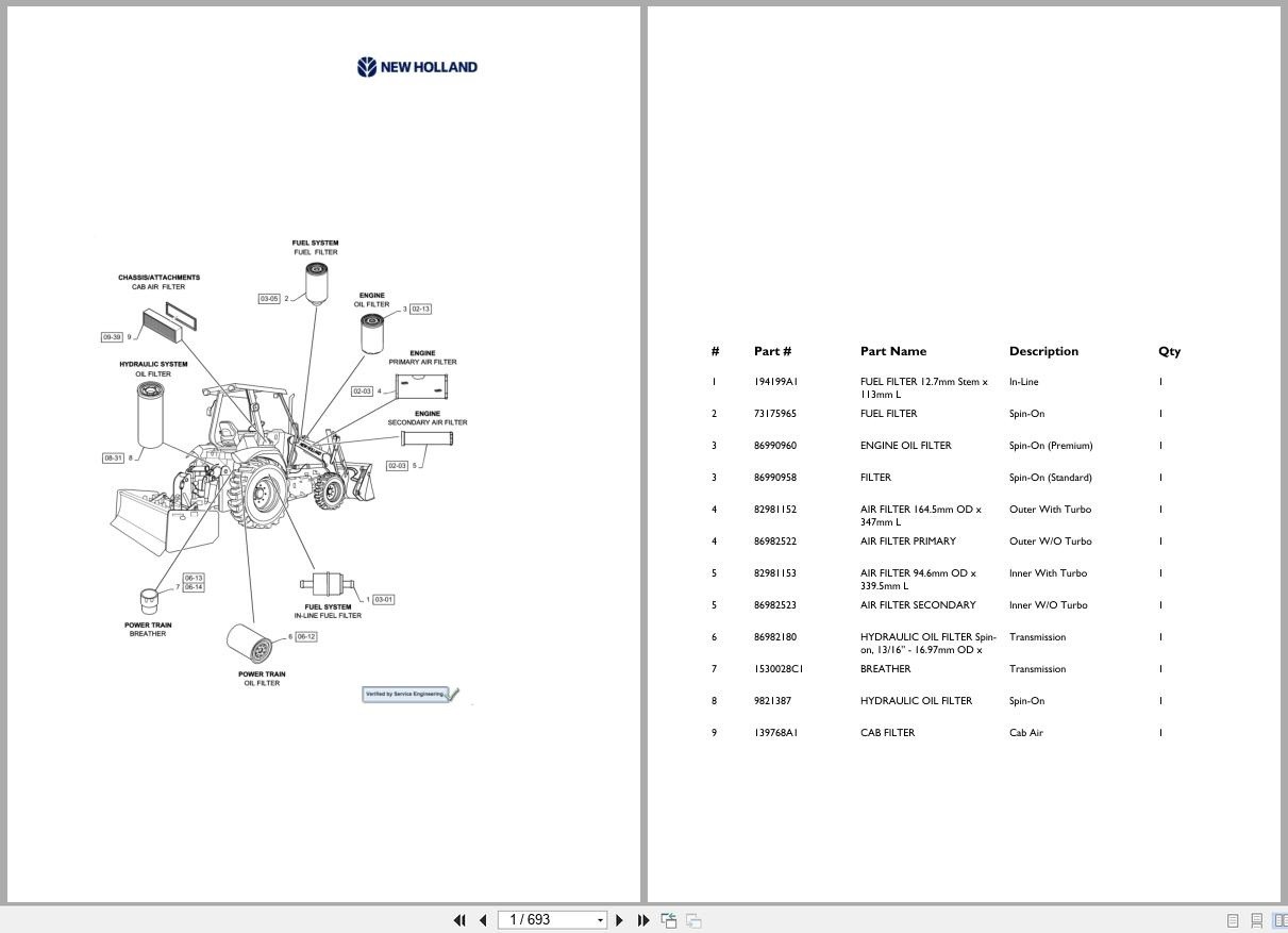 New Holland Tractor Loader LV80 Part Catalog (1)