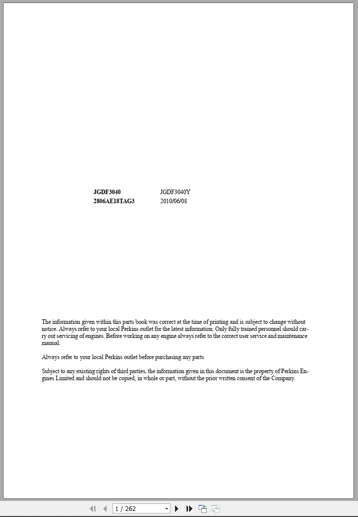 Perkins Engine 2806A E18TAG3 Parts Manual JGDF3040Y 2010 (1)