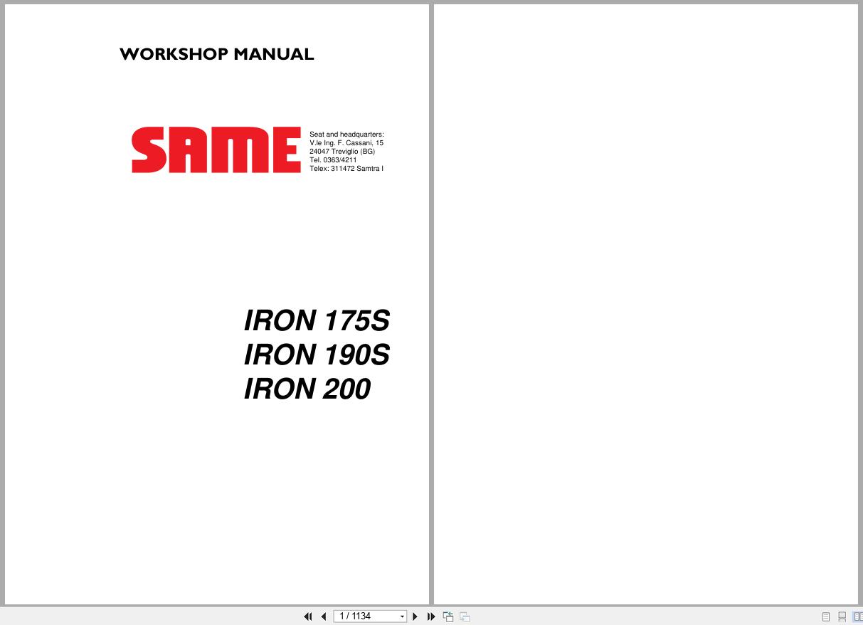 Same Tractor Iron 175S 190S 200 Workshop Manual (1)