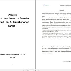 Sunward Crawler type Hydraulic Excavator SWE155F Operation Maintenance Manual 2020 (1)