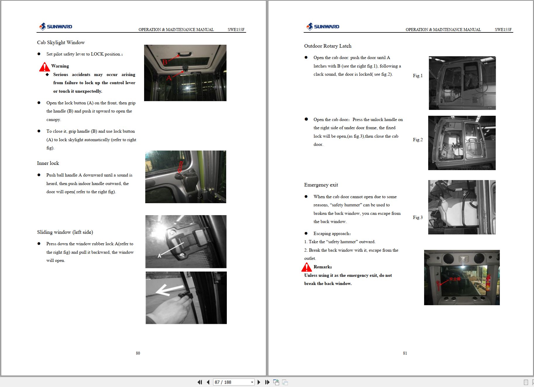Sunward Crawler type Hydraulic Excavator SWE155F Operation Maintenance Manual 2020 (2)