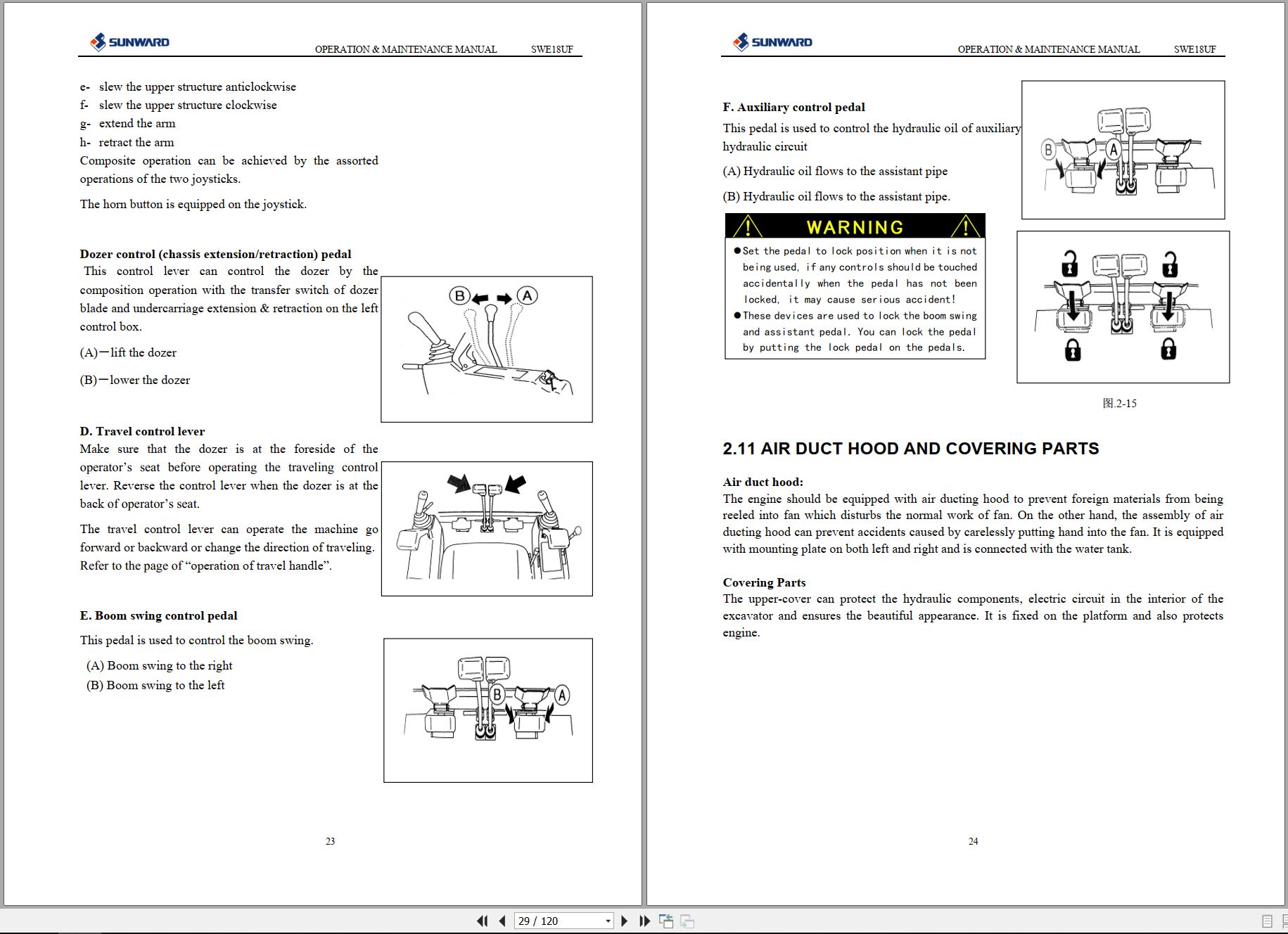Sunward Crawler type Hydraulic Excavator SWE18UF Operation Maintenance Manual 2020 (2)