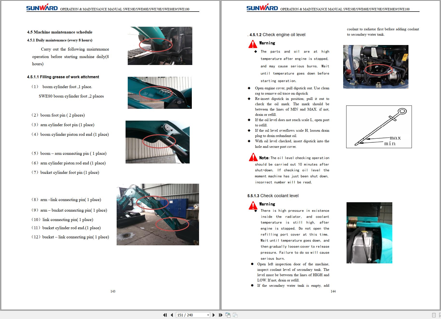 Sunward Hydraulic Excavator SW50E to SW100E Operation Maintenance Manual 2019 (2)