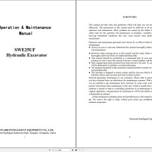 Sunward Hydraulic Excavator SWE25UF Operation Maintenance Manual (1)