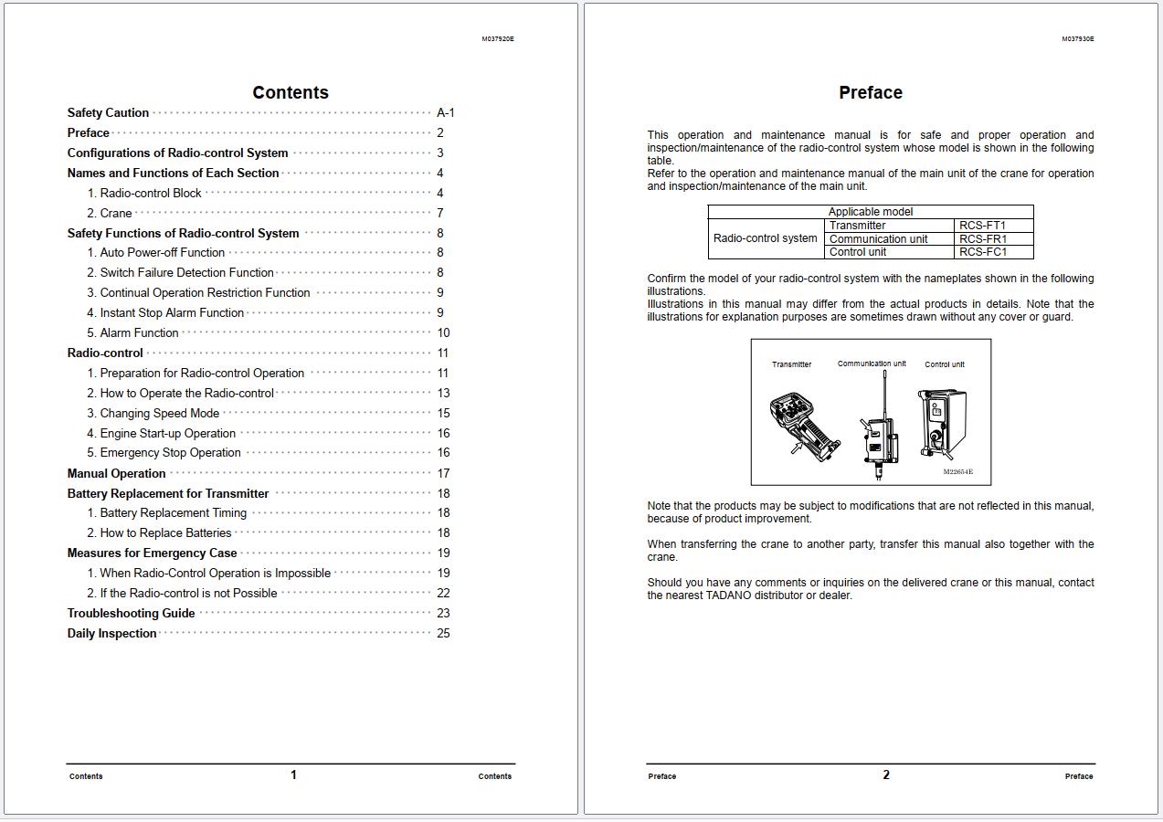 Tadano RCS FT1 RCS FR1 RCS FC1 Operation Maintenance Manual (1)