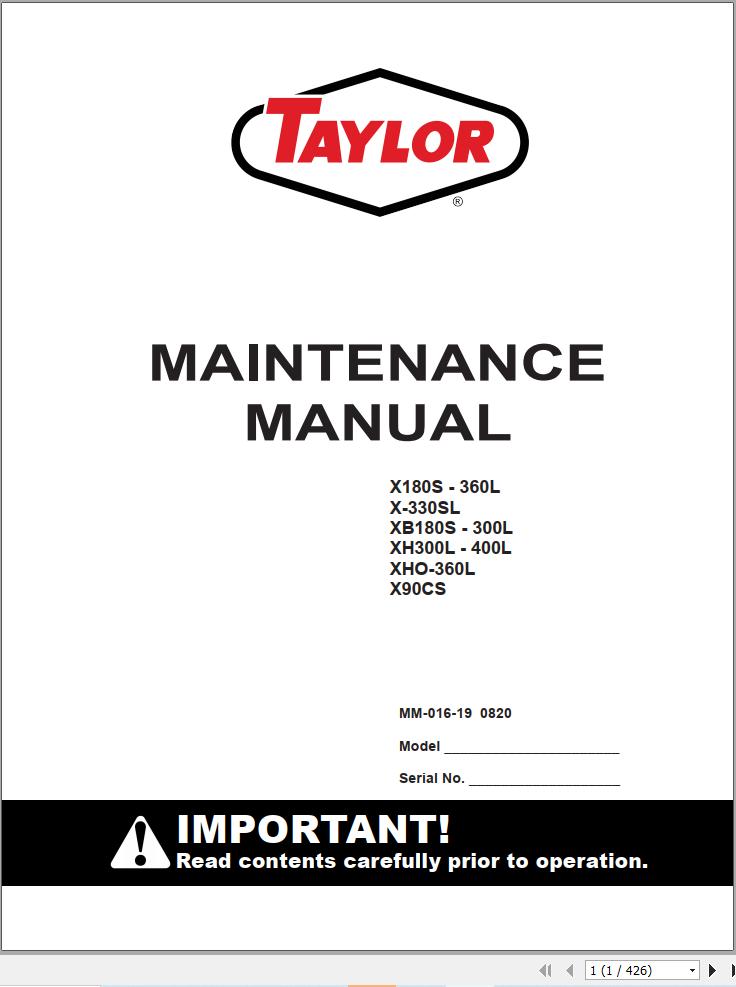 Taylor Forklift X180S 360L to X90CS Maintenance Manual (1)
