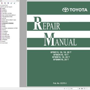 Toyota Forklift 8FBE15T to 8FBMK20T Repair Manual CE375 3 (1)