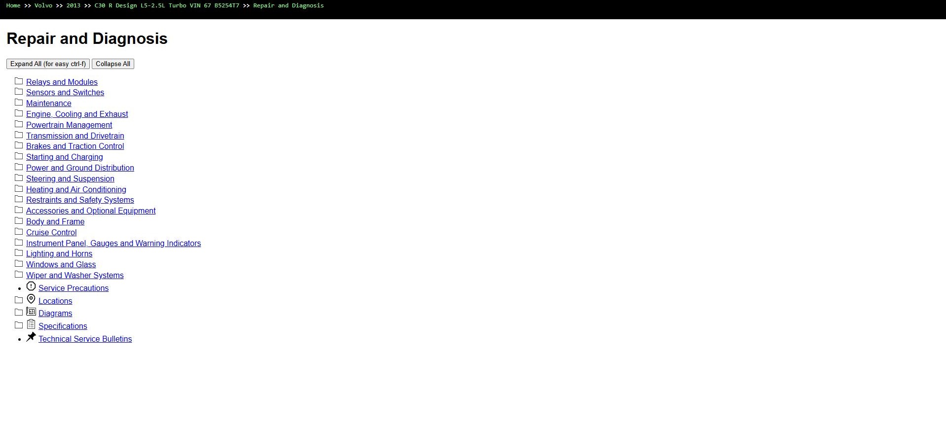 Volvo C30 R Design L5 2.5L Turbo 2013 VIN 67 B5254T7 Repair and Diagnosis Manual (1)
