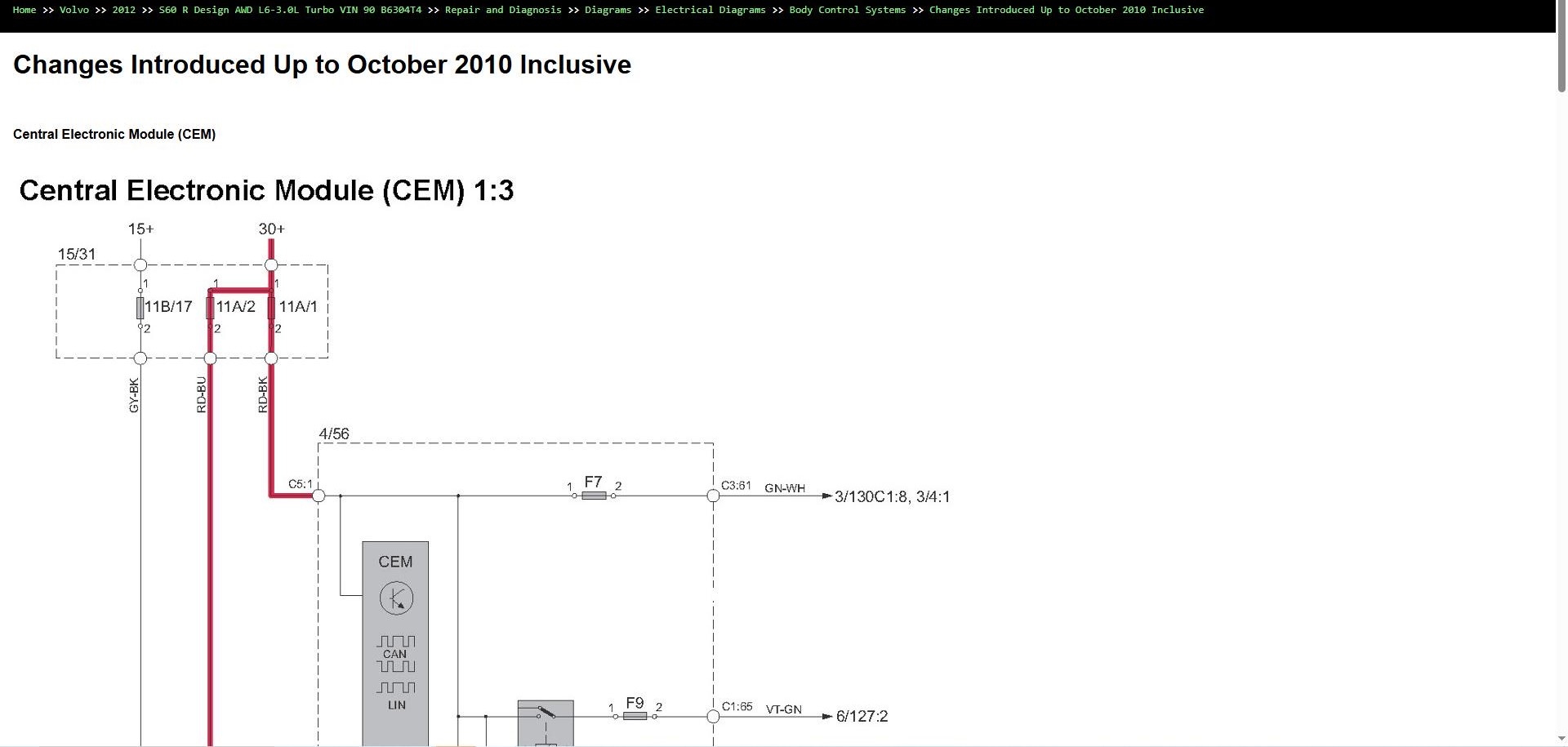 Volvo S60 R Design AWD L6 3.0L Turbo 2012 VIN 90 B6304T4 Parts Repair Diagnosis Manual (5)