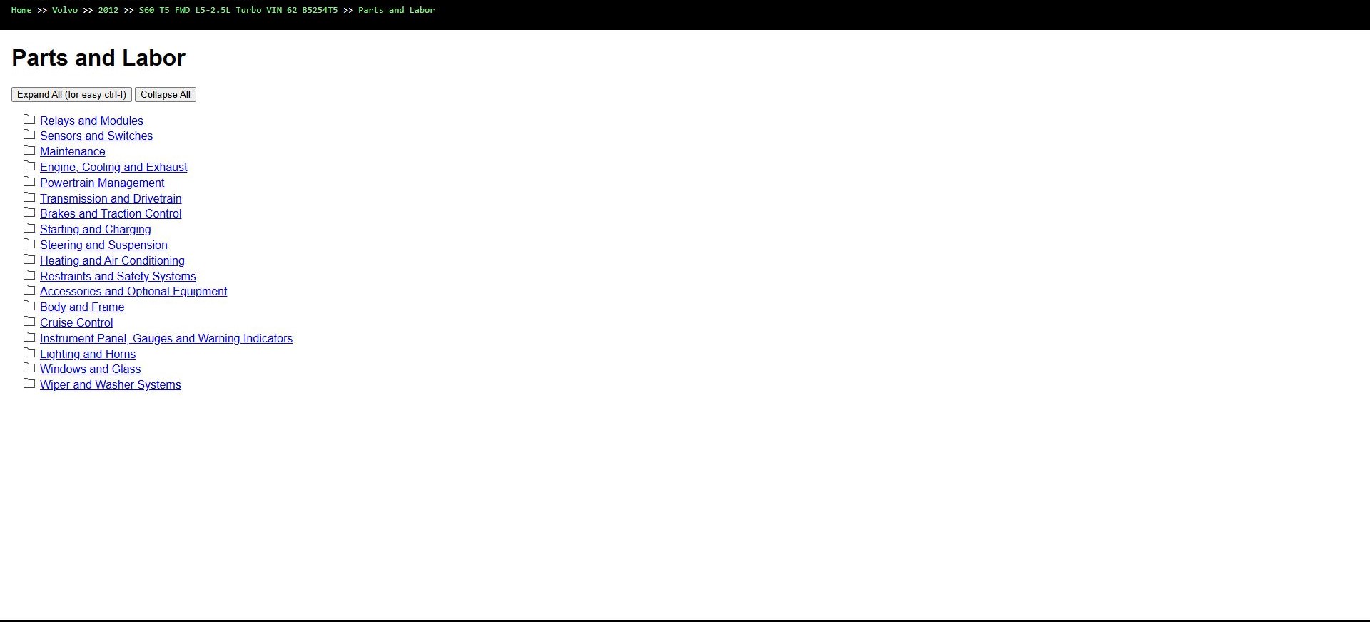 Volvo S60 T5 FWD L5 2.5L Turbo 2012 VIN 62 B5254T5 Parts Repair Diagnosis Manual (2)