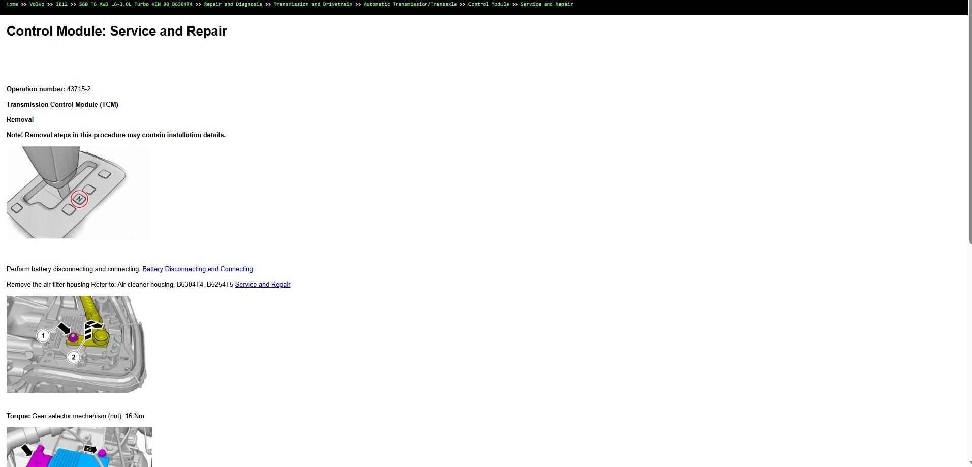 Volvo S60 T6 AWD L6 3.0L Turbo 2012 VIN 90 B6304T4 Parts Repair Diagnosis Manual (3)