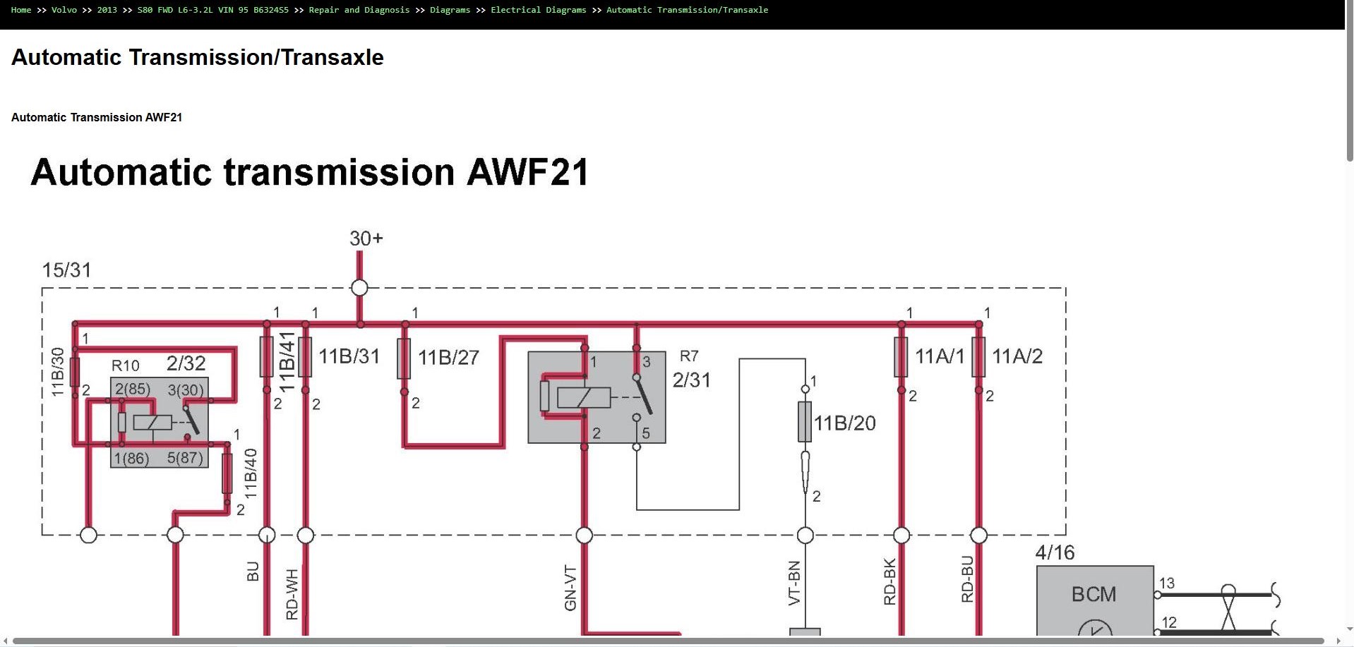 Volvo S80 FWD L6 3.2L 2013 VIN 95 B6324S5 Parts Repair Diagnosis Manual (5)