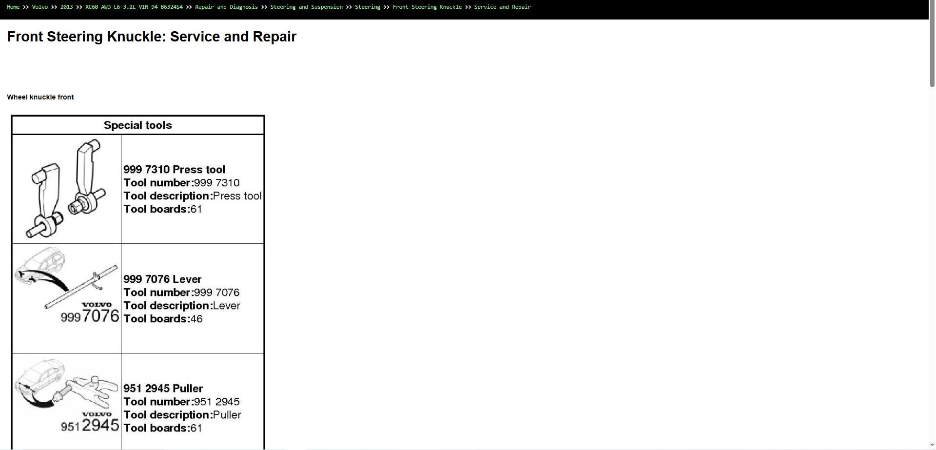 Volvo XC60 AWD L6 3.2L 2013 VIN 94 B6324S4 Parts Repair Diagnosis Manual (3)