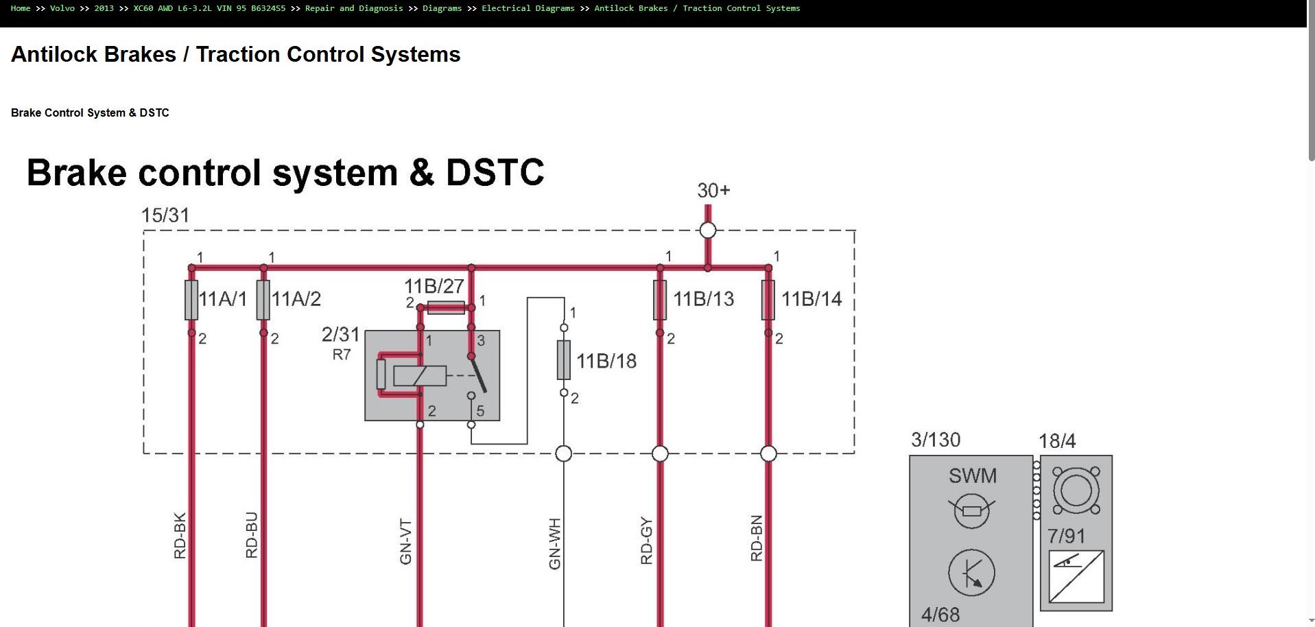 Volvo XC60 AWD L6 3.2L 2013 VIN 95 B6324S5 Parts Repair Diagnosis Manual (5)