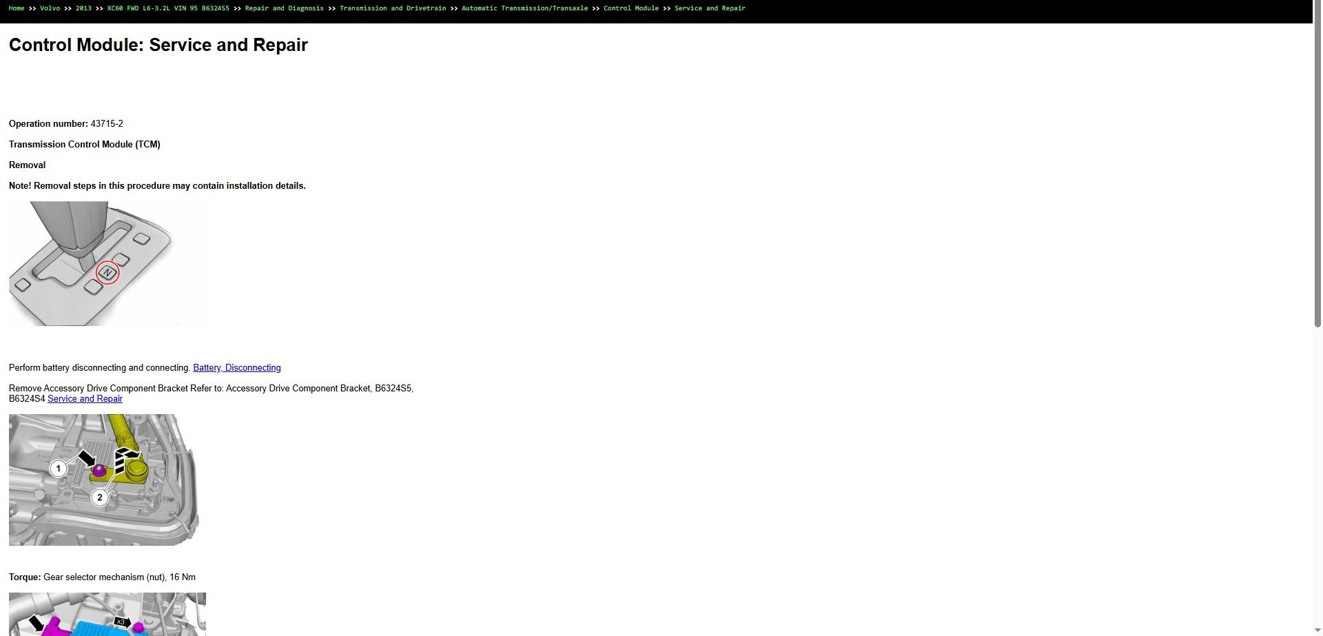 Volvo XC60 FWD L6 3.2L 2013 VIN 95 B6324S5 Parts Repair Diagnosis Manual (3)