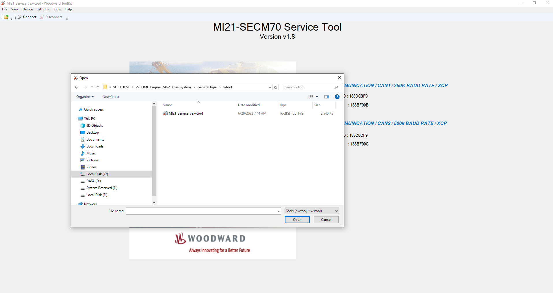 Woodward ToolKit MI21 SECM70 Service Tool V1.8 Remote Installation 4