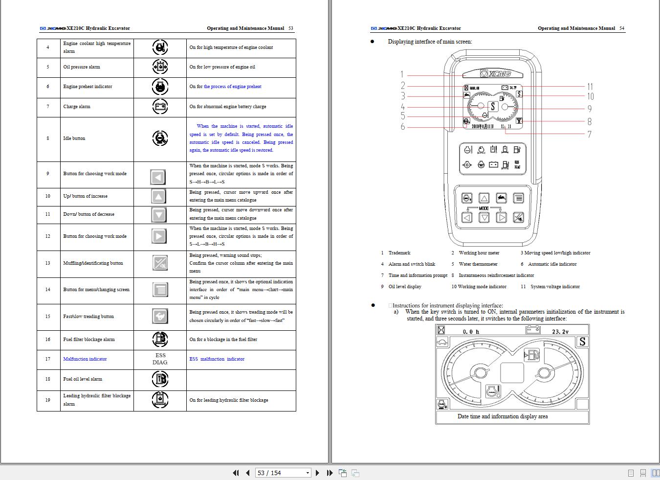 XCMG Excavator XE210C Operating & Maintenance Manual (3)